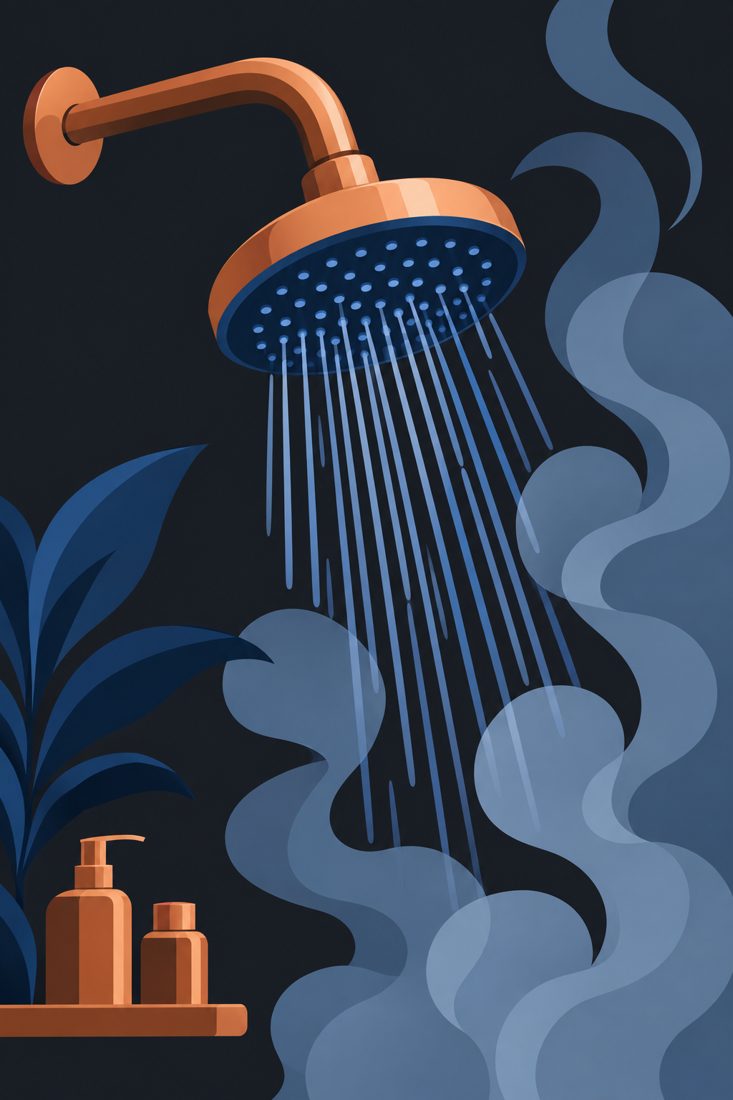 Illustration of a shower head with steam for a Cincinnati, OH home