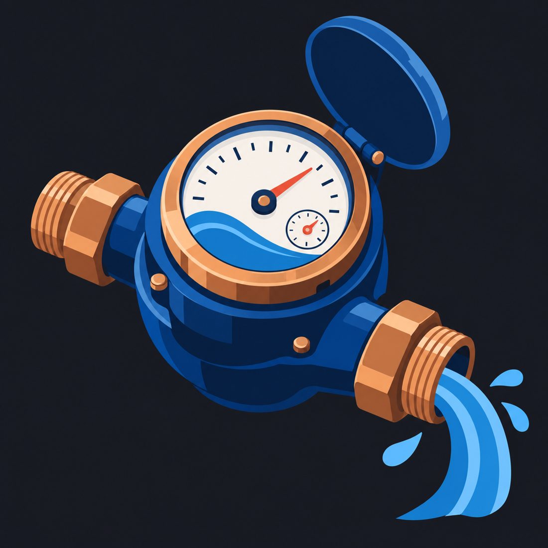Illustration of a water meter with gauge for a Cincinnati, OH home