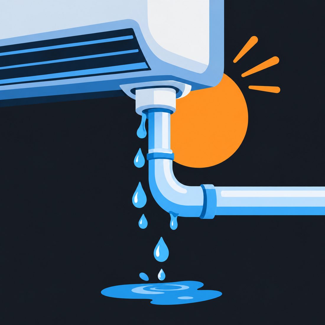Illustration of a condensate drain pipe with drips for a North Palm Beach, FL home