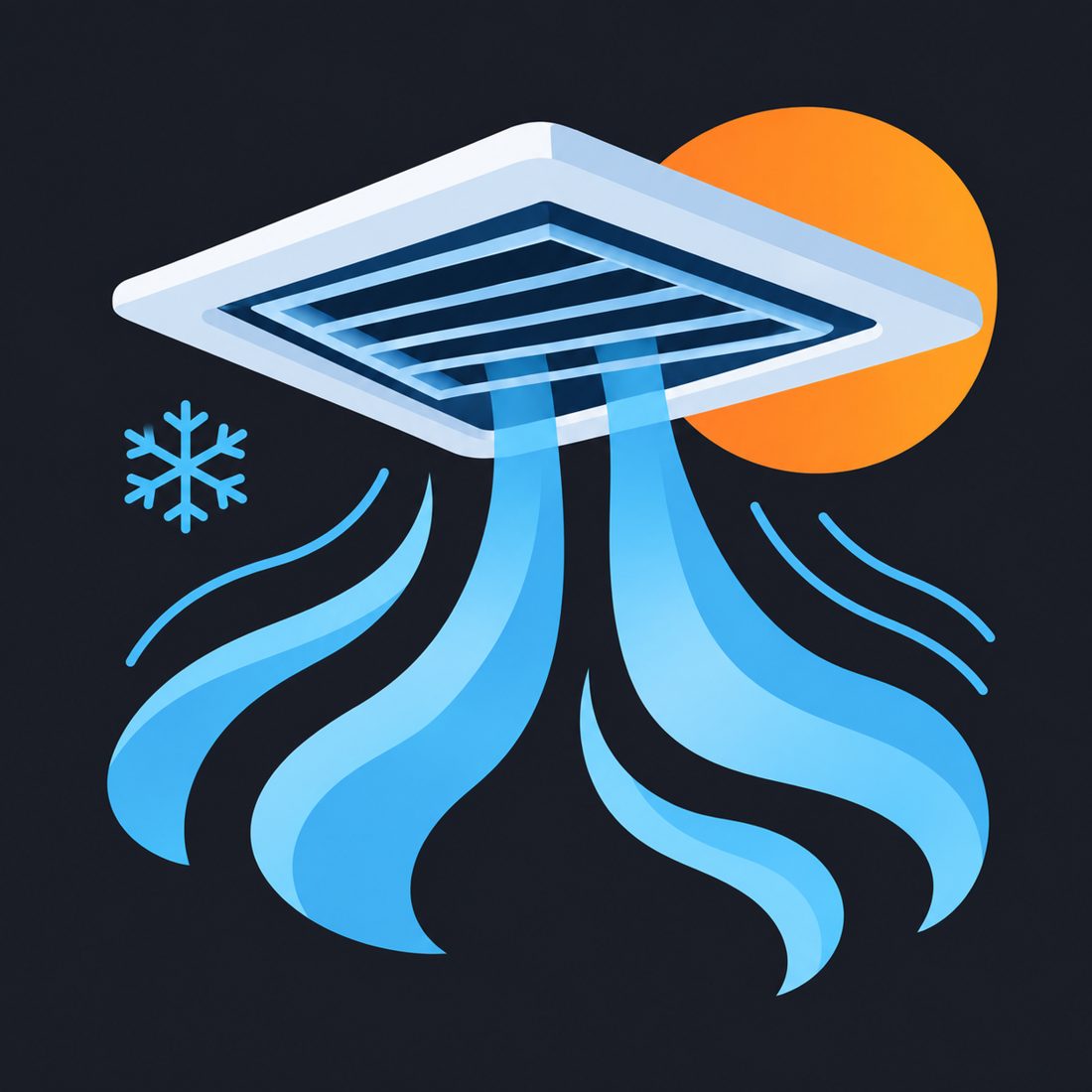 Illustration of a ceiling vent with cool air waves for a Wellington, FL home